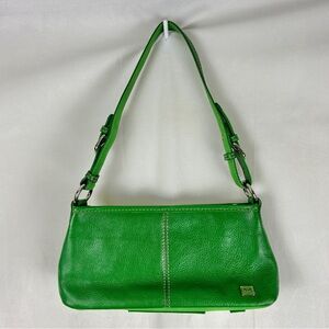THE SAC Green Pebbled Leather Small Shoulder Bag 11" x 5"